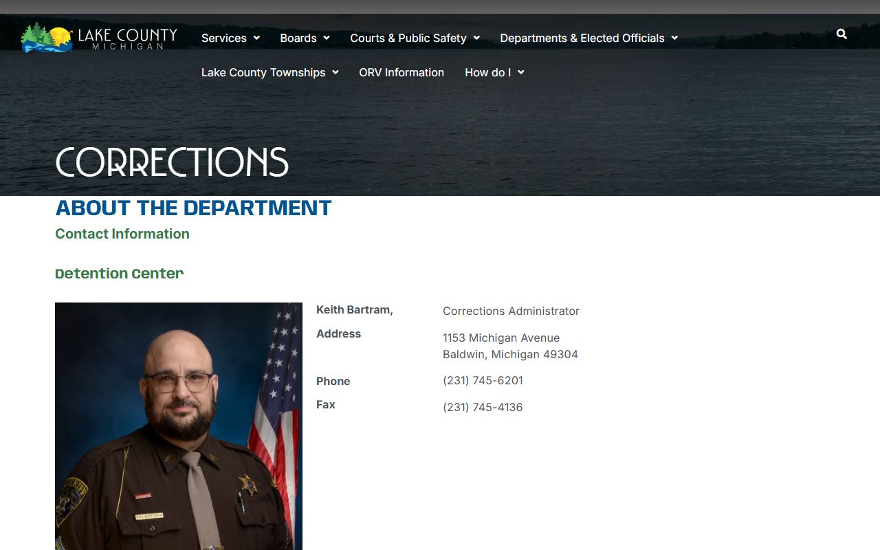 Lake County jail inmate population corrections page screenshot